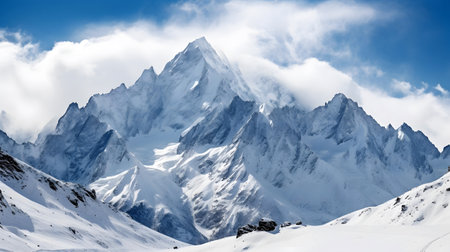 Panoramic view of Mount Everest from Kala Patthar, Nepalの素材