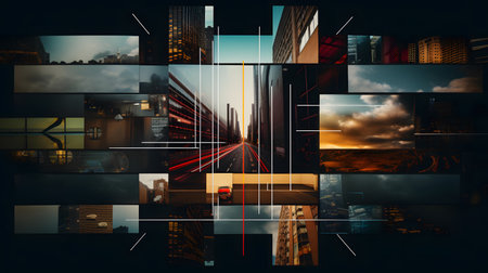 Abstract image of cityscape at night. 3D rendering.の素材