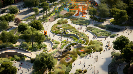 Miniature of the city of Madrid, Spain. Miniature Parkの素材