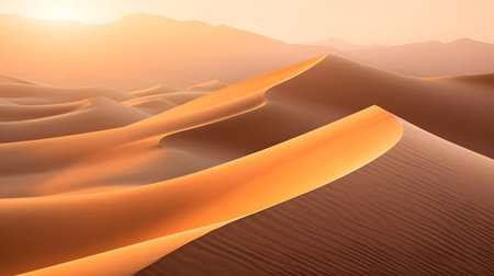 Sunset in the desert. Sand dunes in the Sahara desertの素材