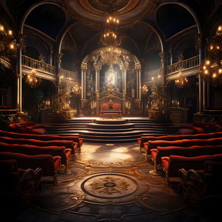 Interior of the old theater. 3D rendering. Vintage style.の素材