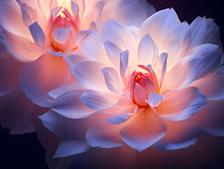 Beautiful white dahlia on a dark background close-upの素材