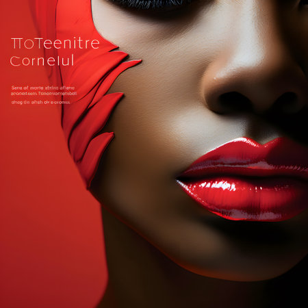 Fashion portrait of young beautiful woman. Red lips. Red lips.の素材