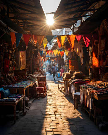 Old street in Kathmandu, Nepal. Kathmandu is the capital and largest city of Nepal.の素材