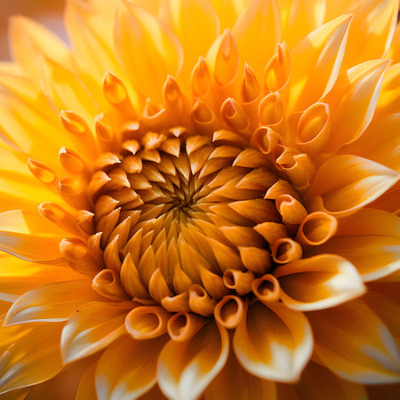 Orange chrysanthemum flower macro close up. Natural floral backgroundの素材
