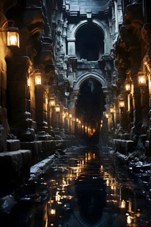 Interior of the Qutub Minar in Delhi, Indiaの素材