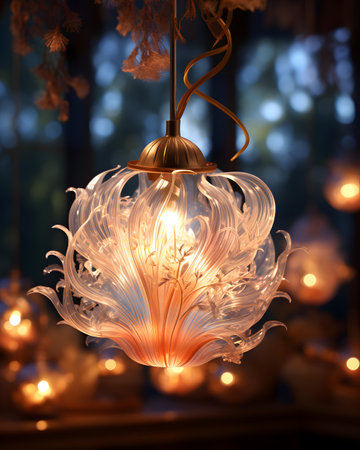 Vintage chandelier in the interior of the room with candlesの素材