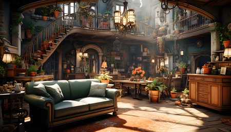 3D rendering of an old house in a fairy tale style.の素材