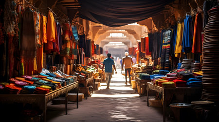 Bazaar in Fez, Morocco. Bazaar is one of the oldest markets in Morocco.の素材
