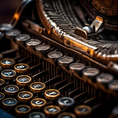 Close up of an old typewriter. Shallow depth of field.の素材