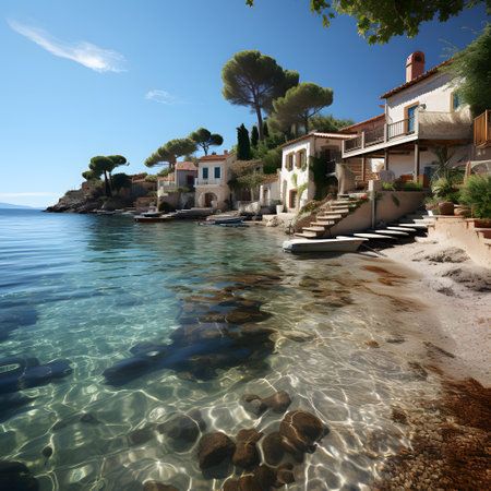 Luxury villas on the coast of Adriatic sea in Croatiaの素材