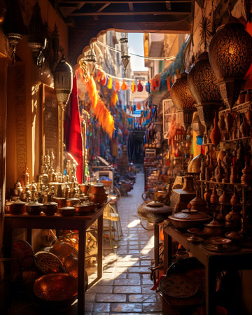 Souvenirs in the souk of Fez, Moroccoの素材