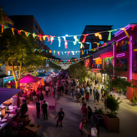 Unidentified people walking at night market in Bangkok, Thailand.の素材