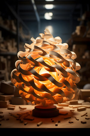 Close-up of a burning lamp in a shop. 3d renderingの素材