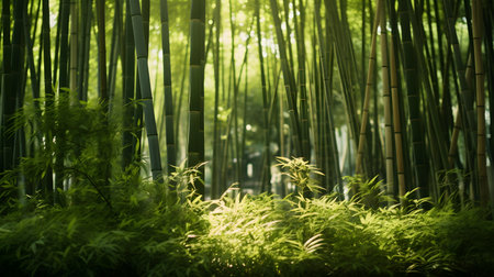 Bamboo forest in Kyoto, Japan. Green bamboo forest background.の素材