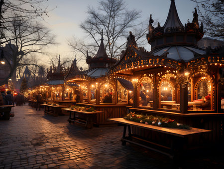 Christmas market in Krakow, Poland. Christmas fairground.の素材
