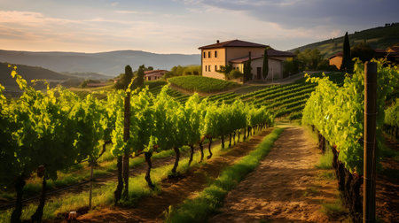 Vineyards in the Chianti region, Tuscany, Italyの素材