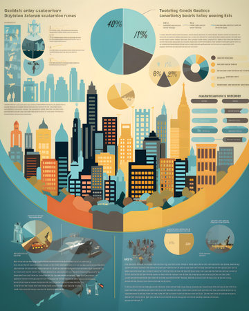 City infographic in flat design style. Vector illustration. Eps 10.の素材