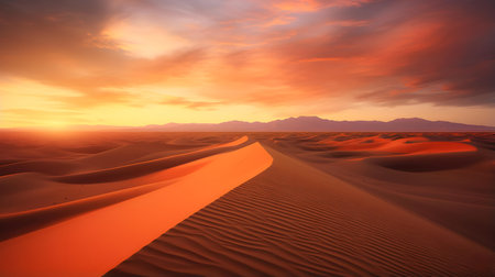 Desert sand dunes at sunset in the Sahara desert, Moroccoの素材