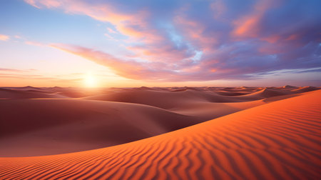 Sand dunes in the Sahara desert. Morocco. Africa. Sunset.の素材