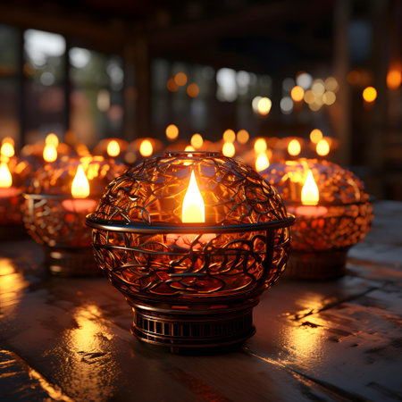 Candlelight in Thai temple. Selective focus. nature.の素材