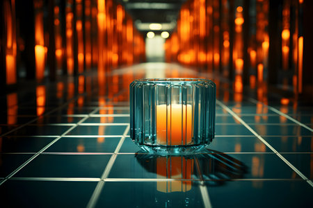 Candle in a glass candlestick. 3d rendering.の素材