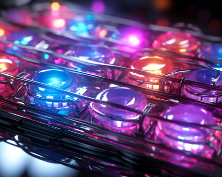 Colorful LED lights in the bathroom. 3d render illustration.の素材