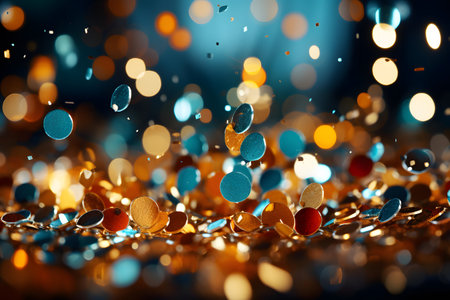 abstract background with bokeh defocused lights and confettiの素材
