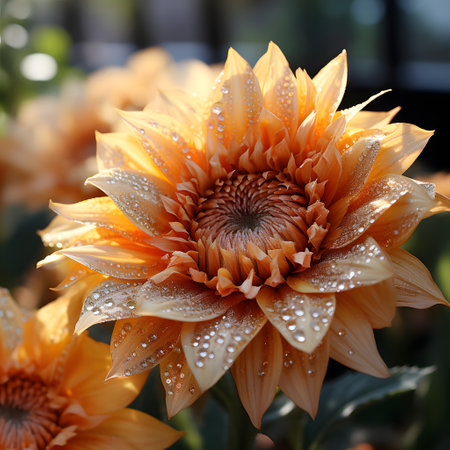 Beautiful orange chrysanthemum flower in the garden.の素材