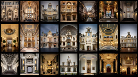 Collage of photos of the architecture of the city of Madrid, Spainの素材