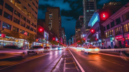 Chicago, Illinois, USA downtown skyline at dusk.の素材