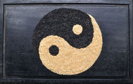 yin yang - made from black and white sesameの写真素材