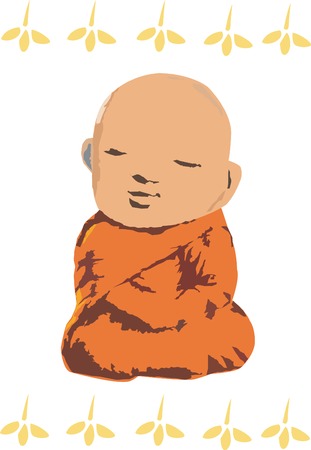 little monk meditationのイラスト素材