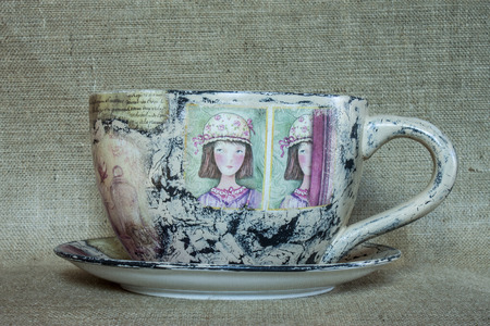 a cap decorated techniques of decoupageの写真素材