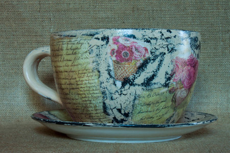a cap decorated techniques of decoupageの写真素材