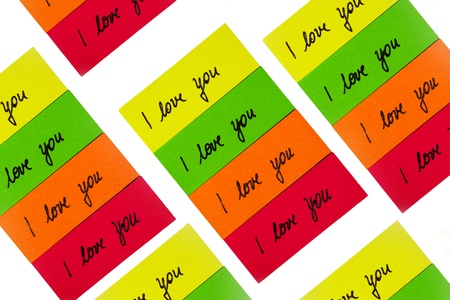 I love you inscription on color stickersの写真素材