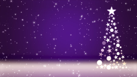 Christmas tree and colored background with glitterの写真素材