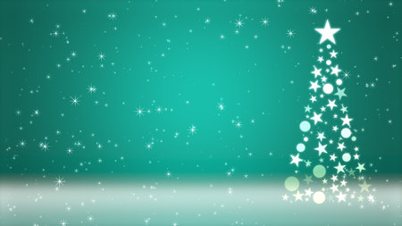 Christmas tree and colored background with glitterの写真素材