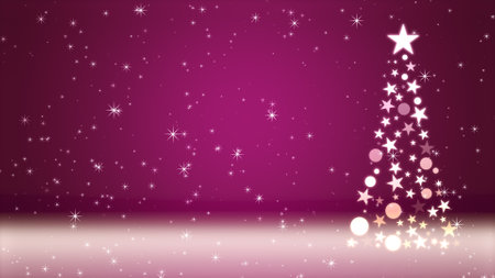 Christmas tree and colored background with glitterの写真素材