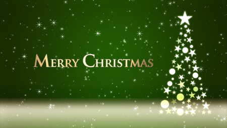Christmas tree and colored background with glitter and Christmas letteringの写真素材