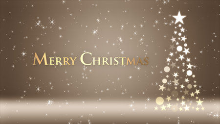 Christmas tree and colored background with glitter and Christmas letteringの写真素材