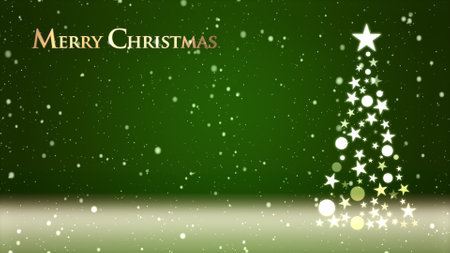 Christmas tree and colored background with snowflakes and Christmas letteringの写真素材