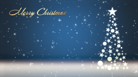 Christmas tree and colored background with glitter and Christmas letteringの写真素材