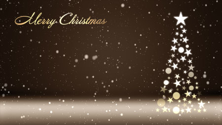 Christmas tree and colored background with snowflakes and Christmas letteringの写真素材