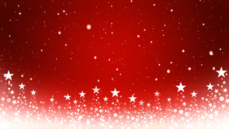 Christmas tree and colored background with falling snowflakesの写真素材
