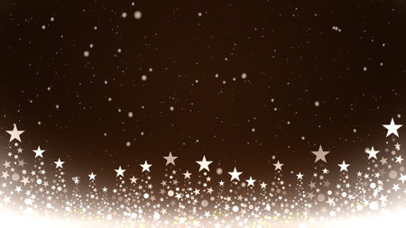 Christmas tree and colored background with falling snowflakesの写真素材