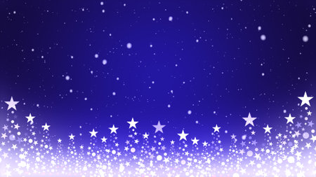 Christmas tree and colored background with falling snowflakesの写真素材