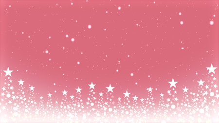 Christmas tree and colored background with falling snowflakesの写真素材
