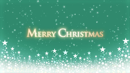Christmas tree and colored background with glitter and Christmas letteringの写真素材