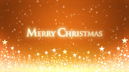 Christmas tree and colored background with glitter and Christmas letteringの写真素材